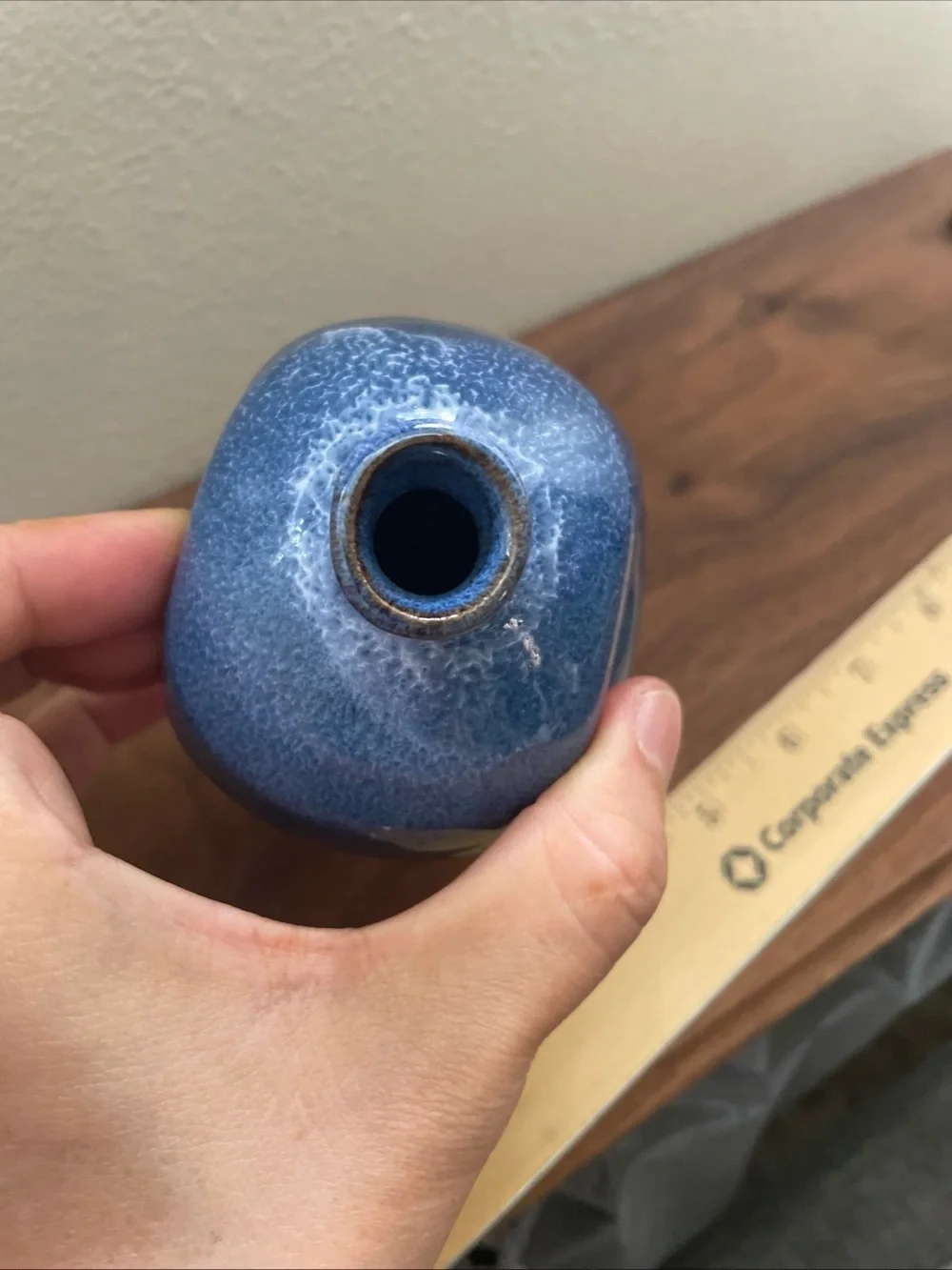 Blue Japanese Ceramic Glazed Decorative Bud Vase